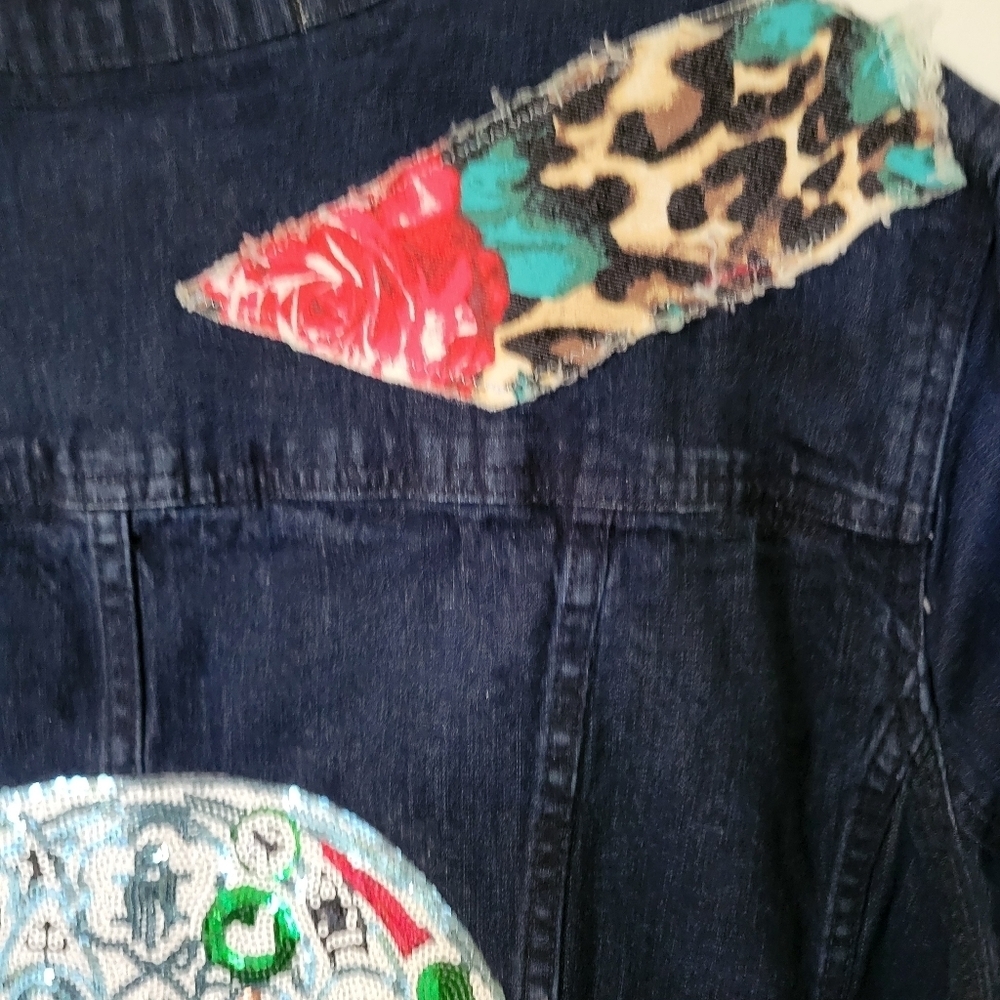 Sassy Britches Women's Denim Jacket with Floral Patch - Picture 11 of 16